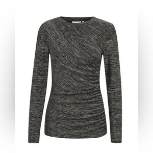 InWear Black Silver Draped Jafari Long Sleeve Top Medium